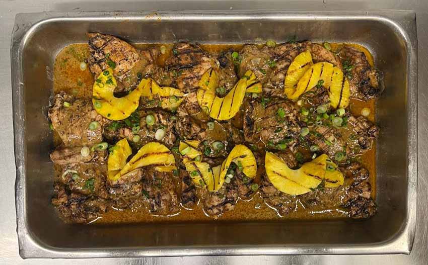 Jerk Chicken Thighs with Grilled Pineapple